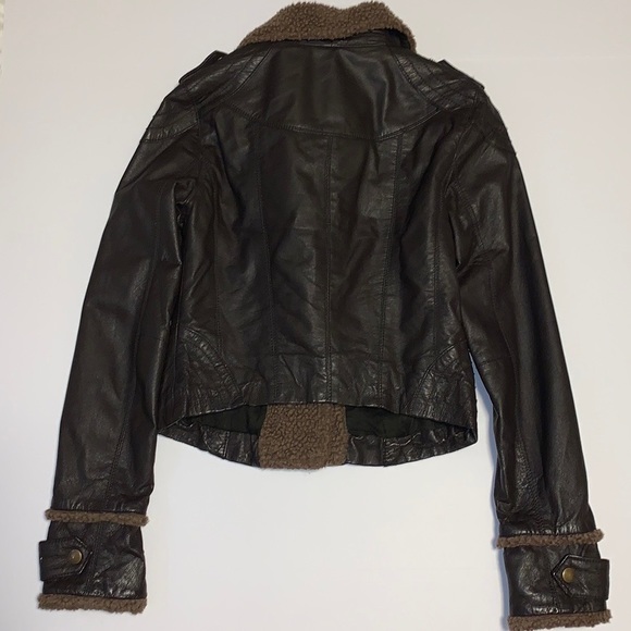 Just Jeans Brown Leather Bomber Jacket - Women’s AU Size 6 - Picture 3 of 10